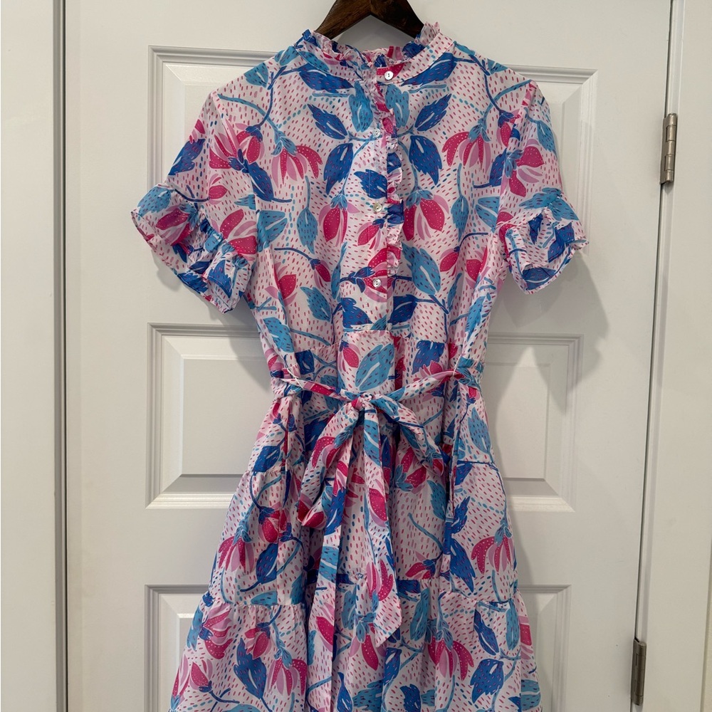 Floral Pink and Blue Mini Dress